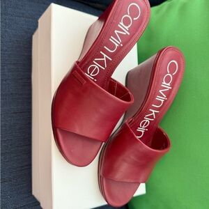 Used good condition -Calvin Klein Britta wedges Barn Red